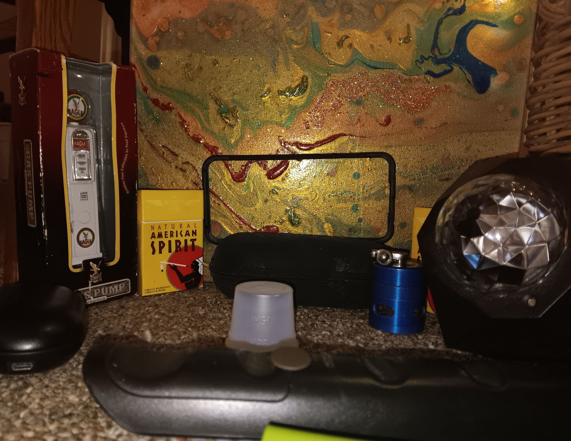 Photorealistic Living Room 
Bold, graphic aesthetic with vibrant teal, rich red, and warm yellow color palette, edgy and playful design, lay...