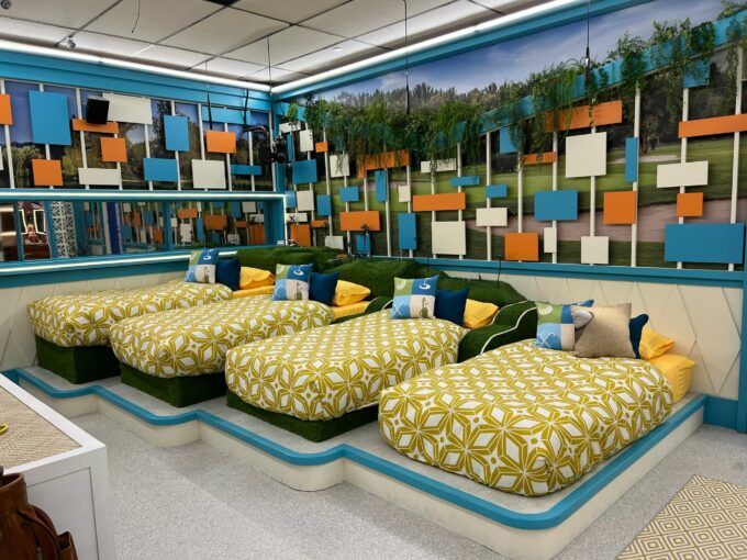 Summer at a Theme Park Fair Rollercoaster Themed Big Brother Bedroom, extreme Theme Park Aesthetic, image of roller-coaster on tracks on the...