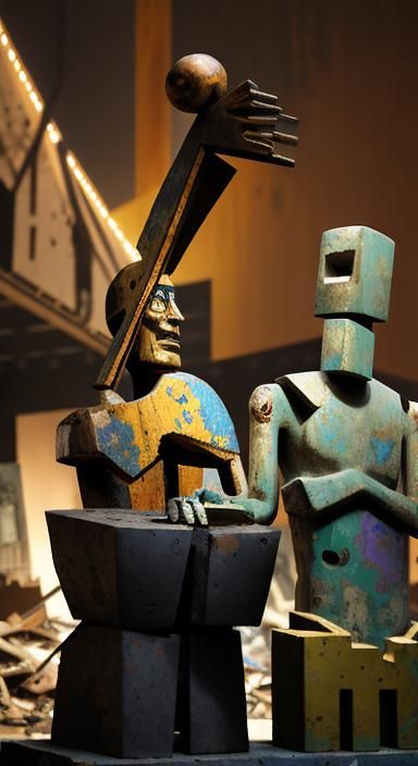 "Pablo Picasso cubism cubist concrete art concept art digital art ambient occlusion 4K 64 megapixels 3ds Max 8k resolution 8K 3D"