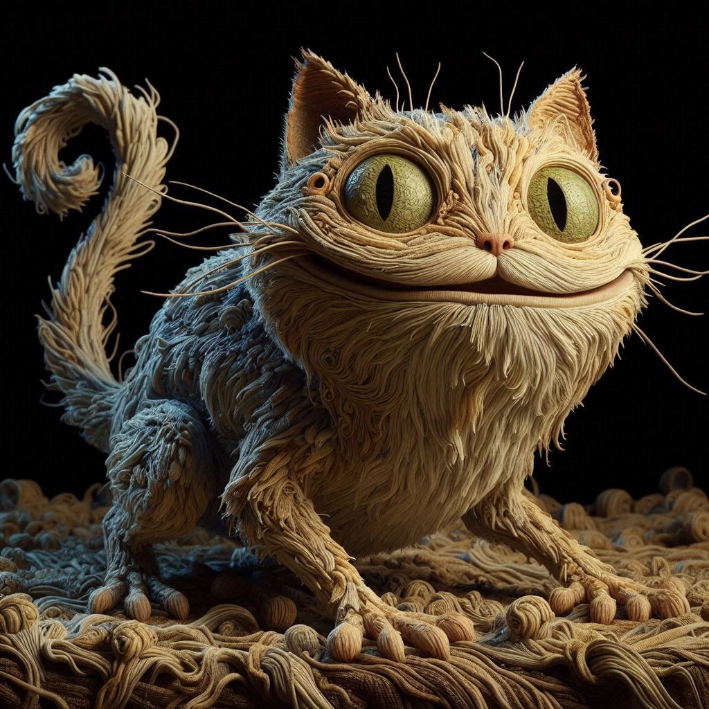 fat frogcat is hand-embroidered from a distressed cotton fabric, carefully stitched with thick, textured threads and fringed edges, and com...