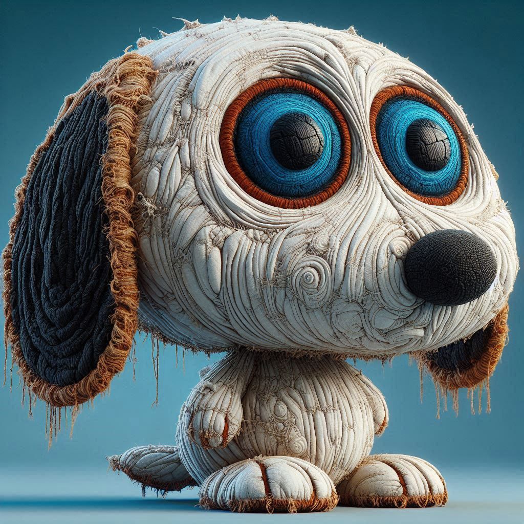 dynamic,fat supermansnoopy is hand-embroidered from a distressed cotton fabric, carefully stitched with thick, textured threads and fringed...