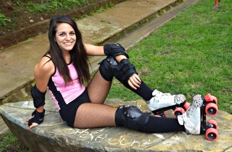 She is talking to a guy she is dating recently while out with her skating with her main boyfriend, friendly flirty, she ...