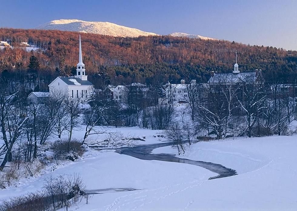 1. Moon Shines above Snowy Hillsides of Vermont 