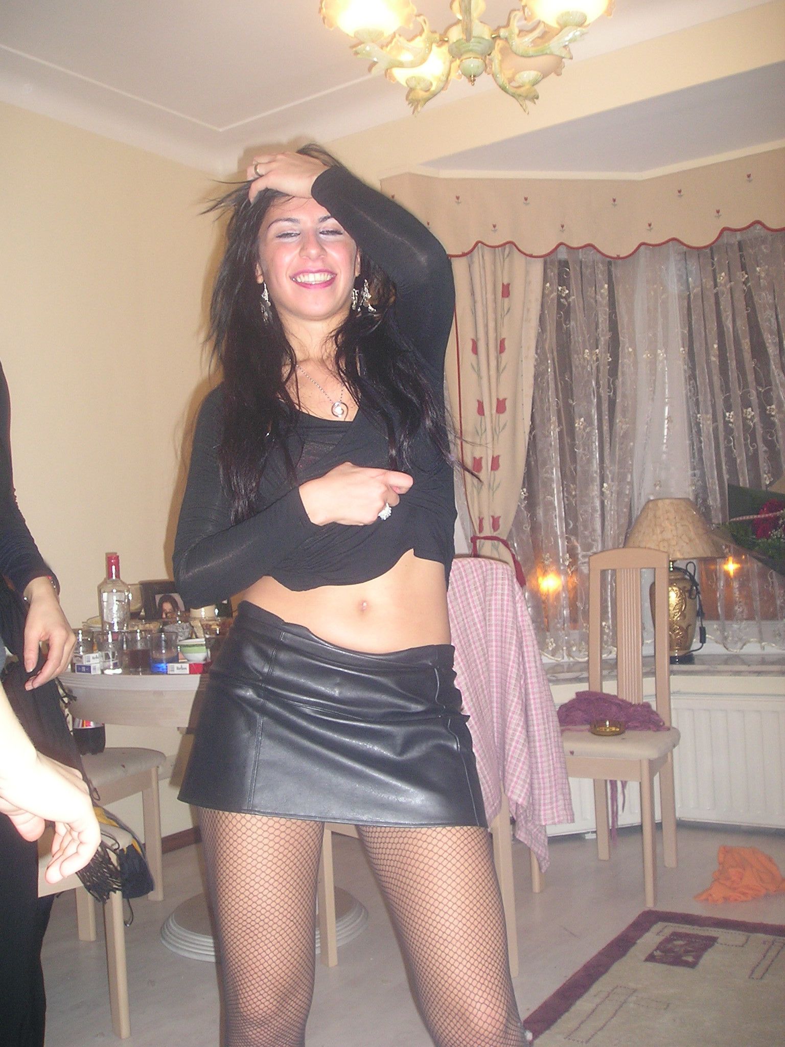 Eyes closed feelin the music"

Woman first night single, looking you, liking her ideas,  dancing feeling confident and a...