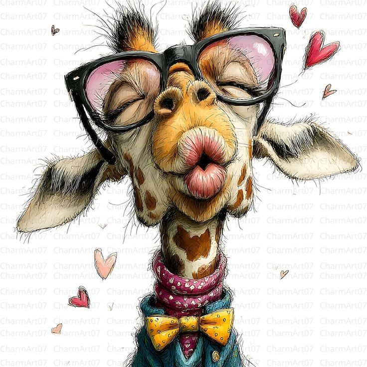 whimsical super cute giraffe kissing the viewer