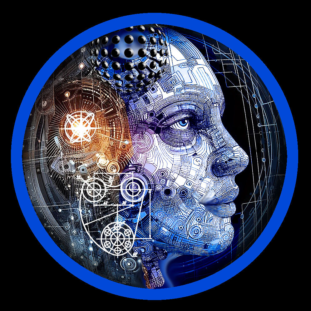 A Electronic Like Face, with circuits ,and Grid Lines, Metical Designs , dynamic lighting , Sketchlab, holographic , radiant, shadow depth, ...