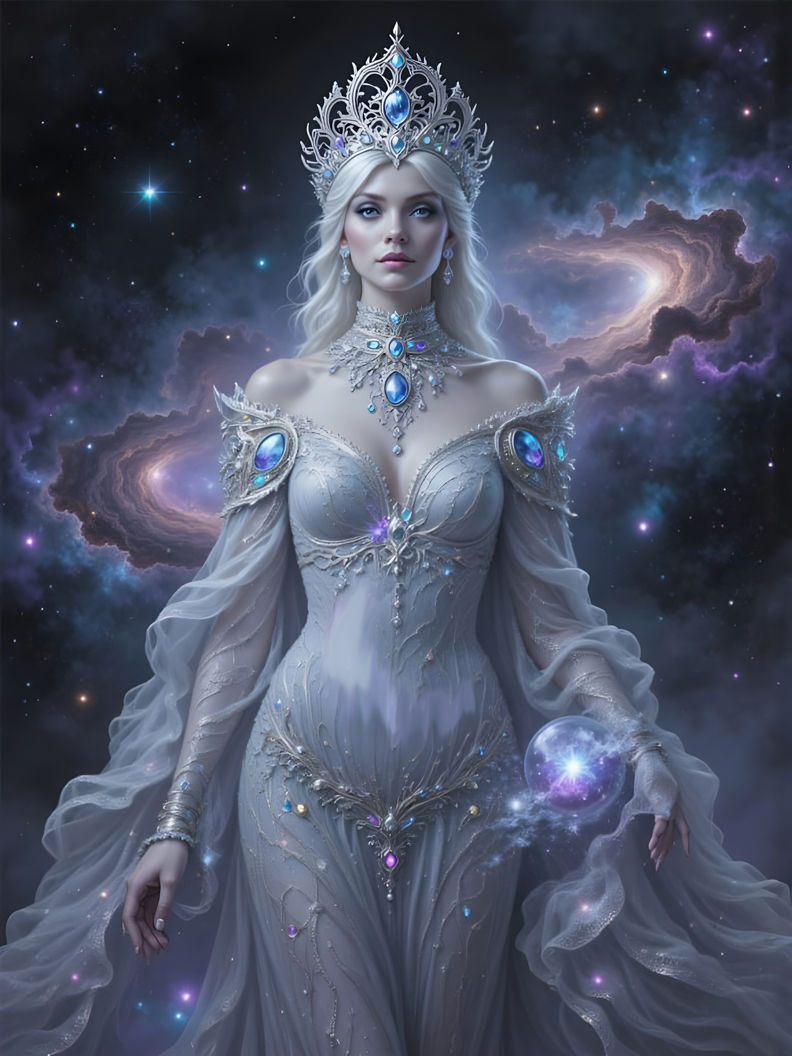 Queen Of The Cosmos, 3D shading, 18th century atlas , astral , beautiful , shadow depth , Greg Rutkowski, 