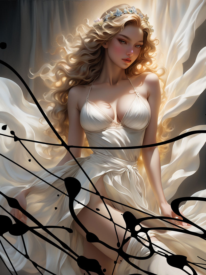 A celestial clockwork angel with gears for wings and a halo of stardust, presiding over a nebula-filled sky. The angel's body is crafted fro...