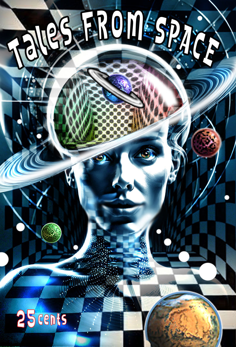 1950's Si Fi Book Cover, Lady From Saturn,
the Tile Is (((TALES FROM SPACE))), film noir , movie poster, sharp focus, retro, cosmic, <lora:F...