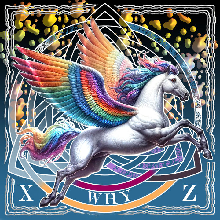 Horse Of Many Colors, action painting ,depth of field, 3D shading , airbrush art , photoillustration, poster art ,