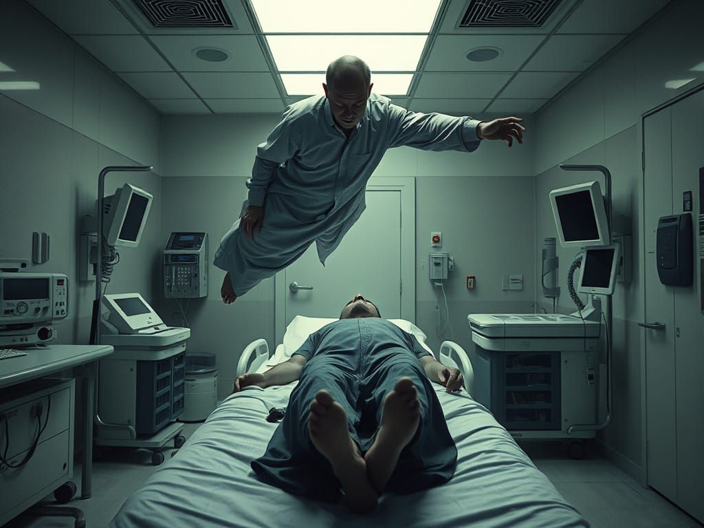 Un homme flotte doucement au dessus de lui même