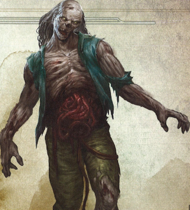 Zombie walking in a foggy wasteland