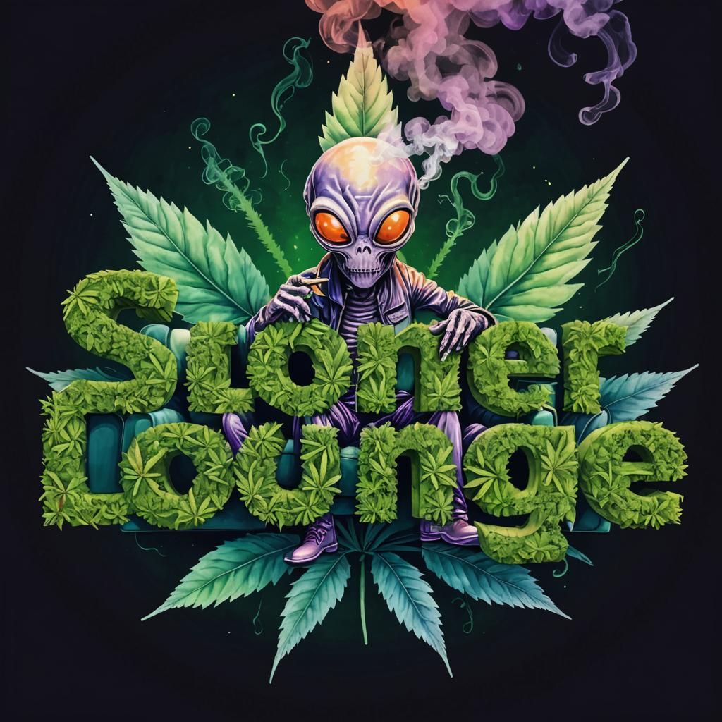 Stoner Alien sitting on his Kush Couch