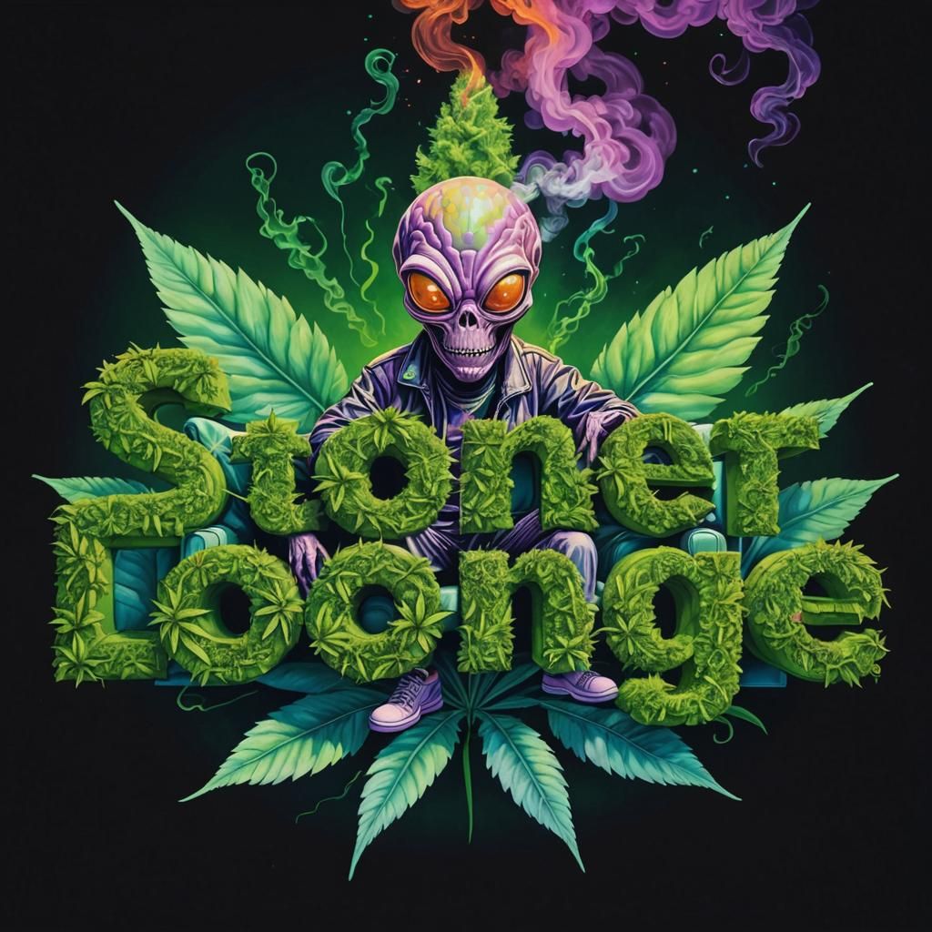 Trippy Stoner Alien sitting on a Coach