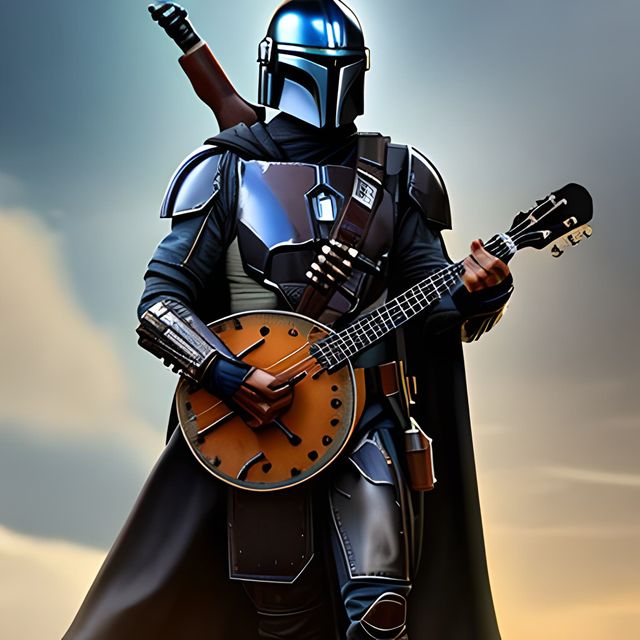 The Mandolorian playing the mandoline for a mandarin. : r/midjourney