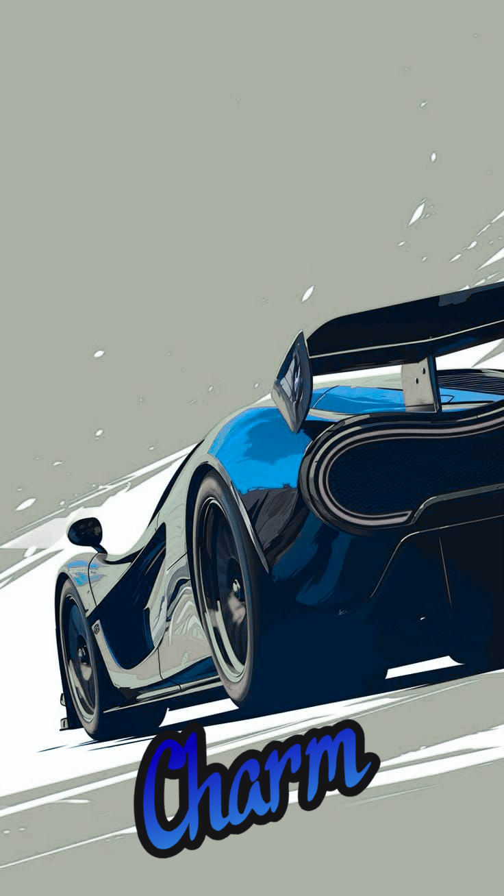 Replace the black car with blue car and keep the art style and background  of black car - Start Image 2