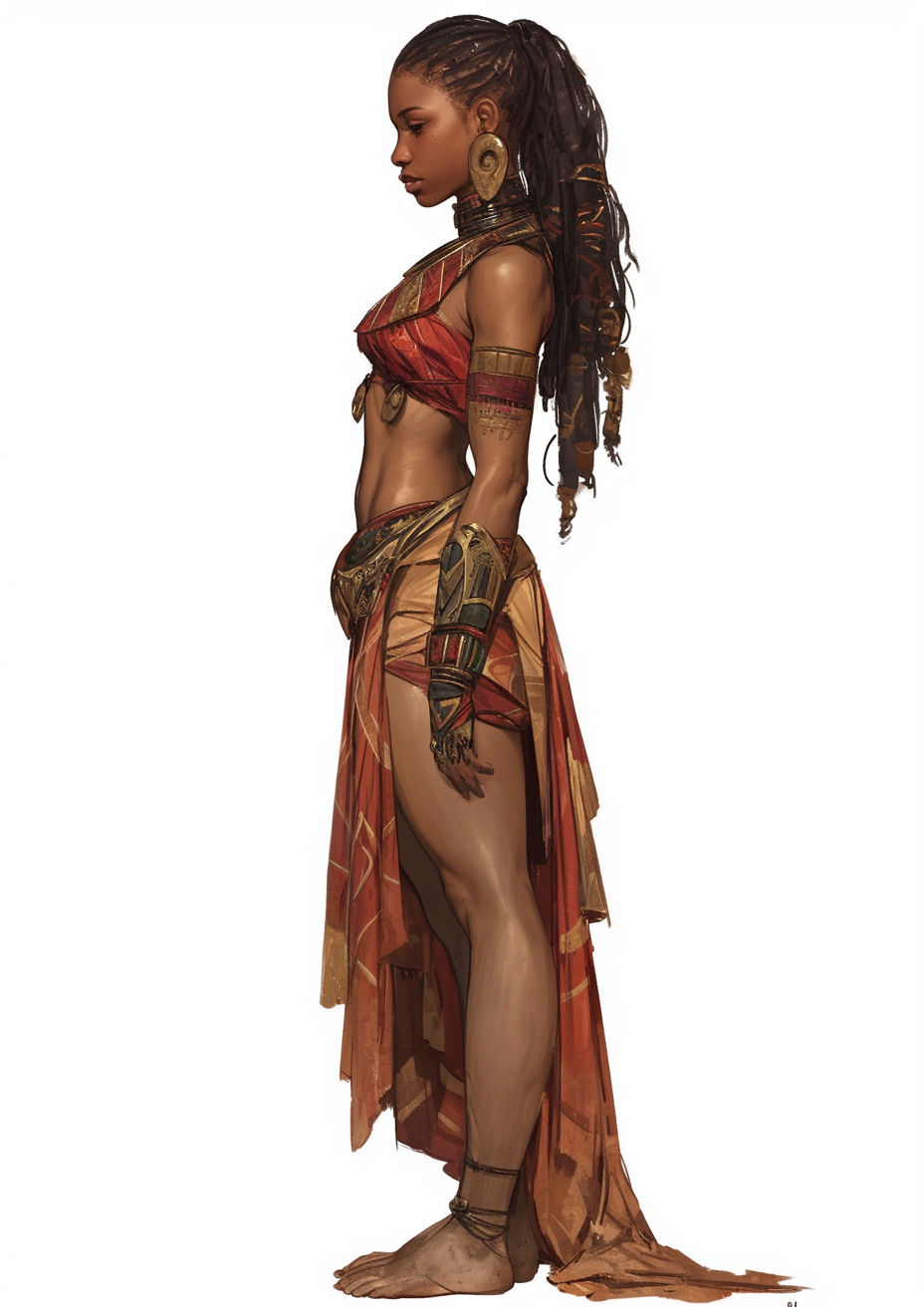 a mixed sci-fi Zulu Aztec lady