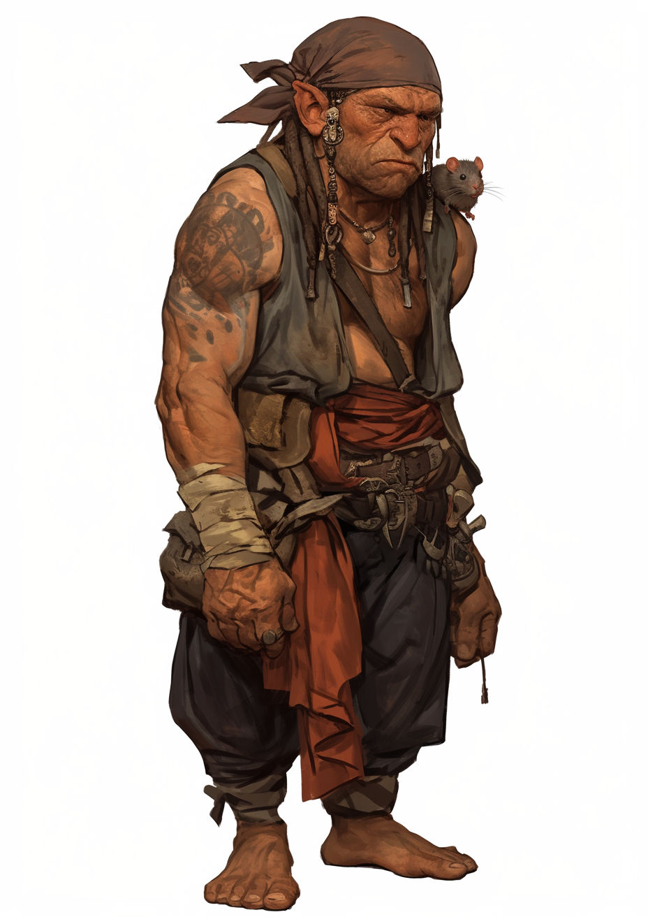 Hubert, a pirate from the early 18th century and his pet rat Castor