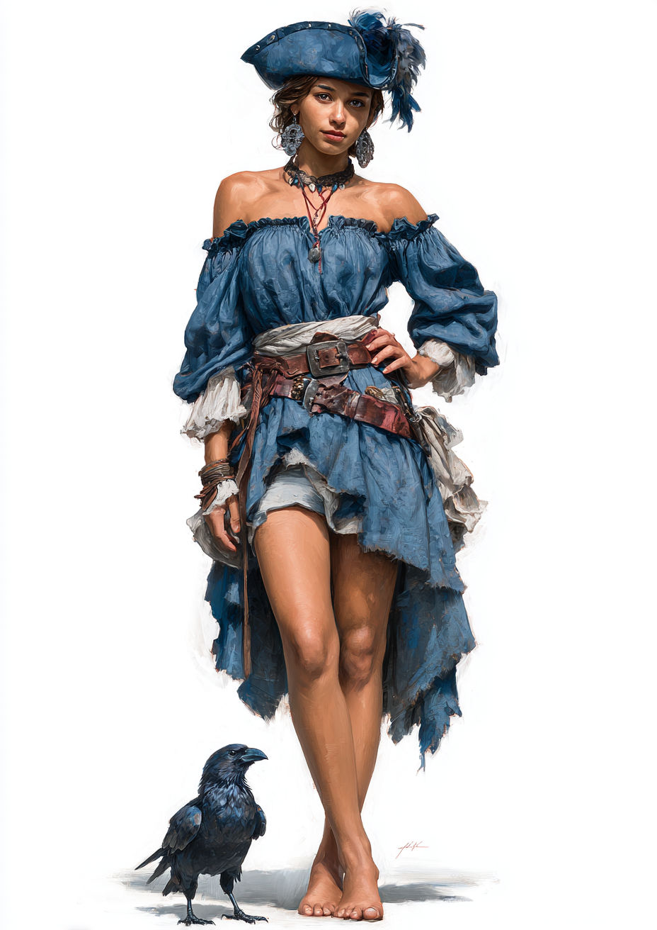 a woman in blue (variant 4)