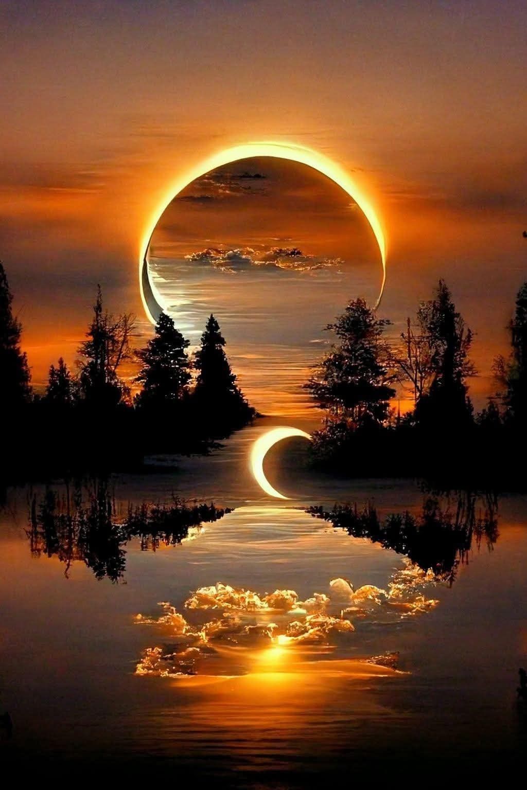 complex collage. reflection of nature in the sky