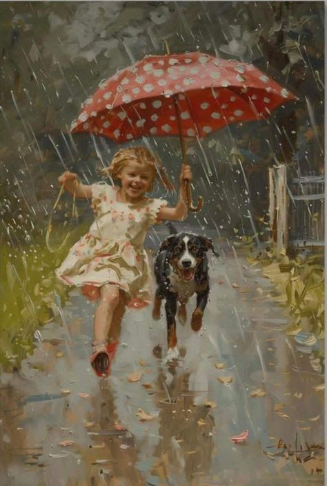 we run merrily through puddles from the rain
