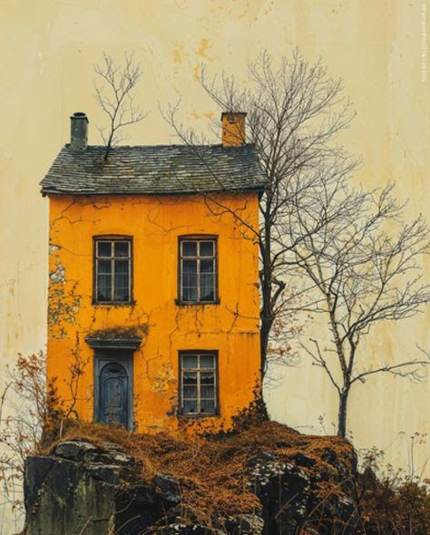 old house on an island in the sea.