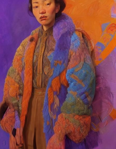 Lady with artistic and colorful outfit