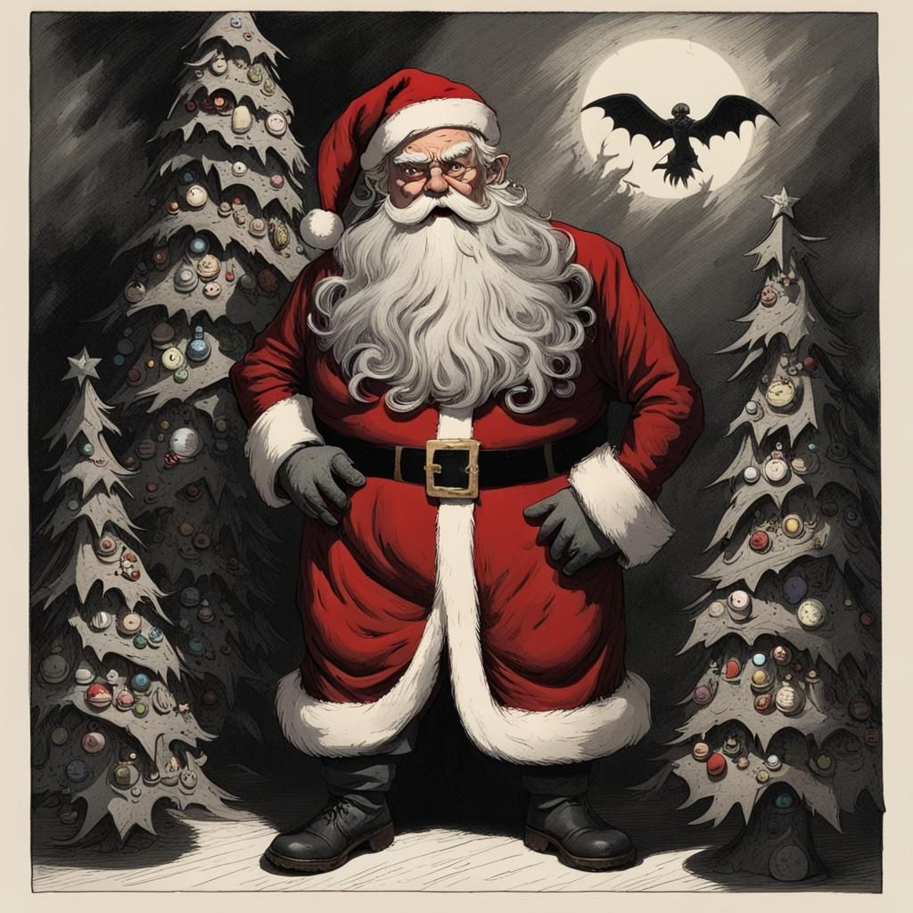 evil elves, standing in front of a dark tree