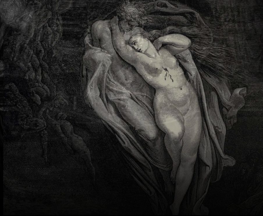 Gothic architecture casting stark shadows. The dimly lit interior reveals a weathered altar adorned with flickering candles and religious ar...