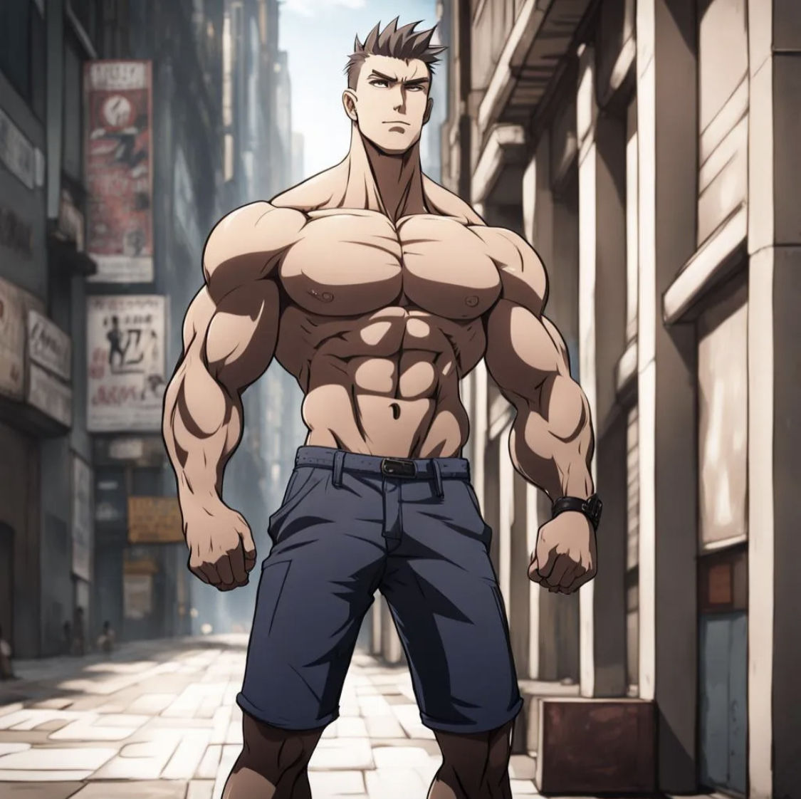 Muscular man in underwear showing off physique 