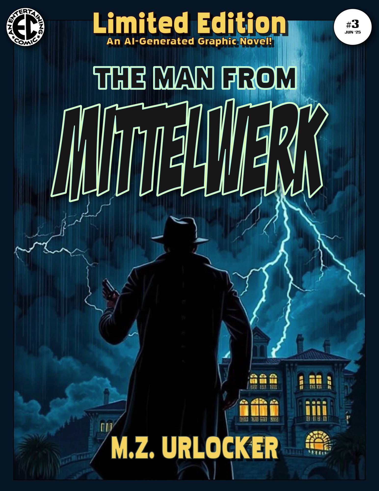 create an EC style 1950s comic book cover called The Man from Mittelwerk