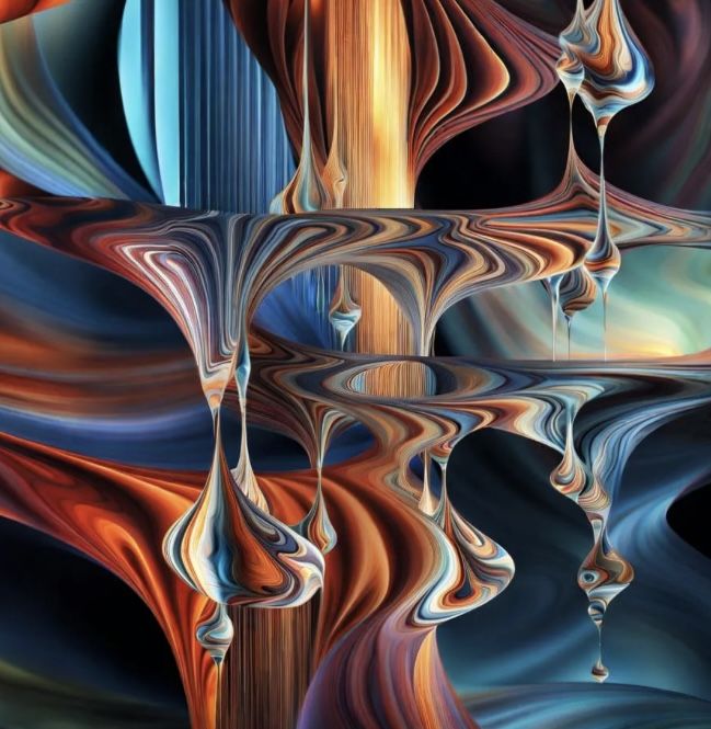 Reality drips ripples spacetime and shatters our delicate perception, revealing a world of jagged, fragmented unreality. The image, akin to...