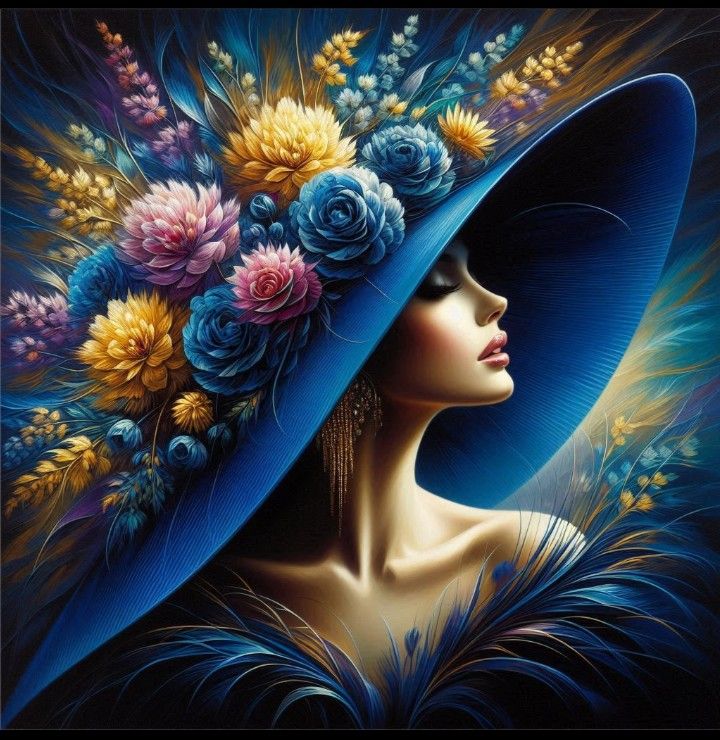  Art Nouveau. Lush floating tropical jungle island forms the silhouette of a mysterious woman's face. Macro view. Each tessera is gold leaf,... - Start Image 1