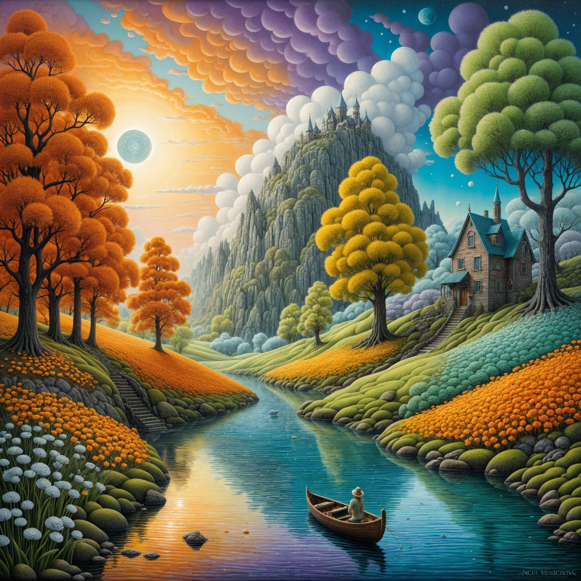   *Spring is coming to my life! *Surreal landscape, by Jacek Yerka, James. R. Eads, Nicoletta ceccoli, Mark Ryden. *Acrylic, bass relief, im...