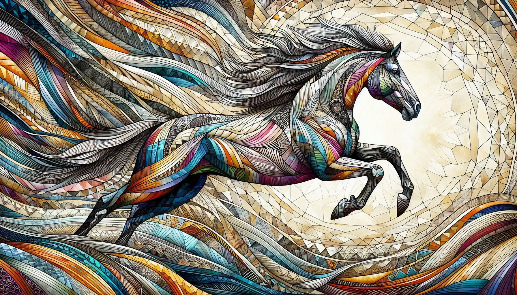 exquisite Zentangle portrait. of a horse.