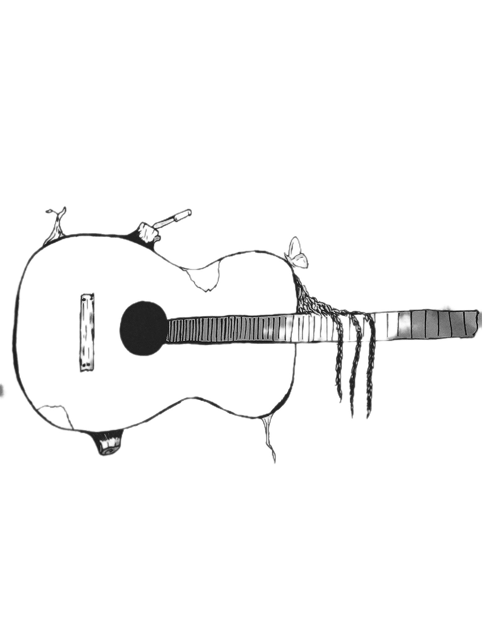 a guitar with flowers. Aura the last of us