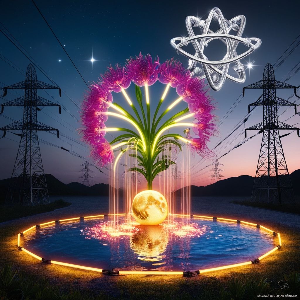 Magical topographical map of argentina, Uruguay, southern brasil , movement of nuclear spirits mist energy streams, lightning and water heav...