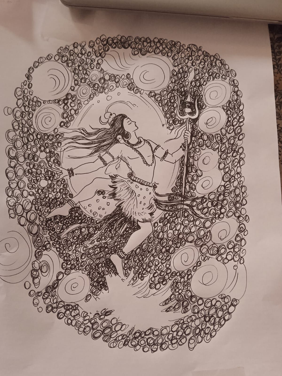 Hyperealistic portrait of hindu god shiv ji dancing.