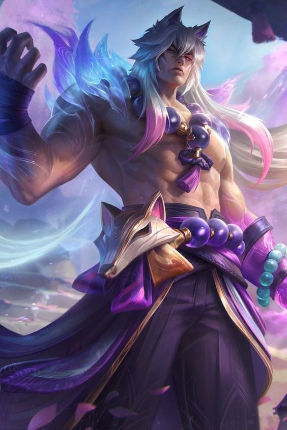 Sett from League of legend in a stained glass window art style