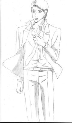 A unique male character with an improved hairstyle and a distinct expression. The character wears a sleek black jacket and a blue shirt. Enh...