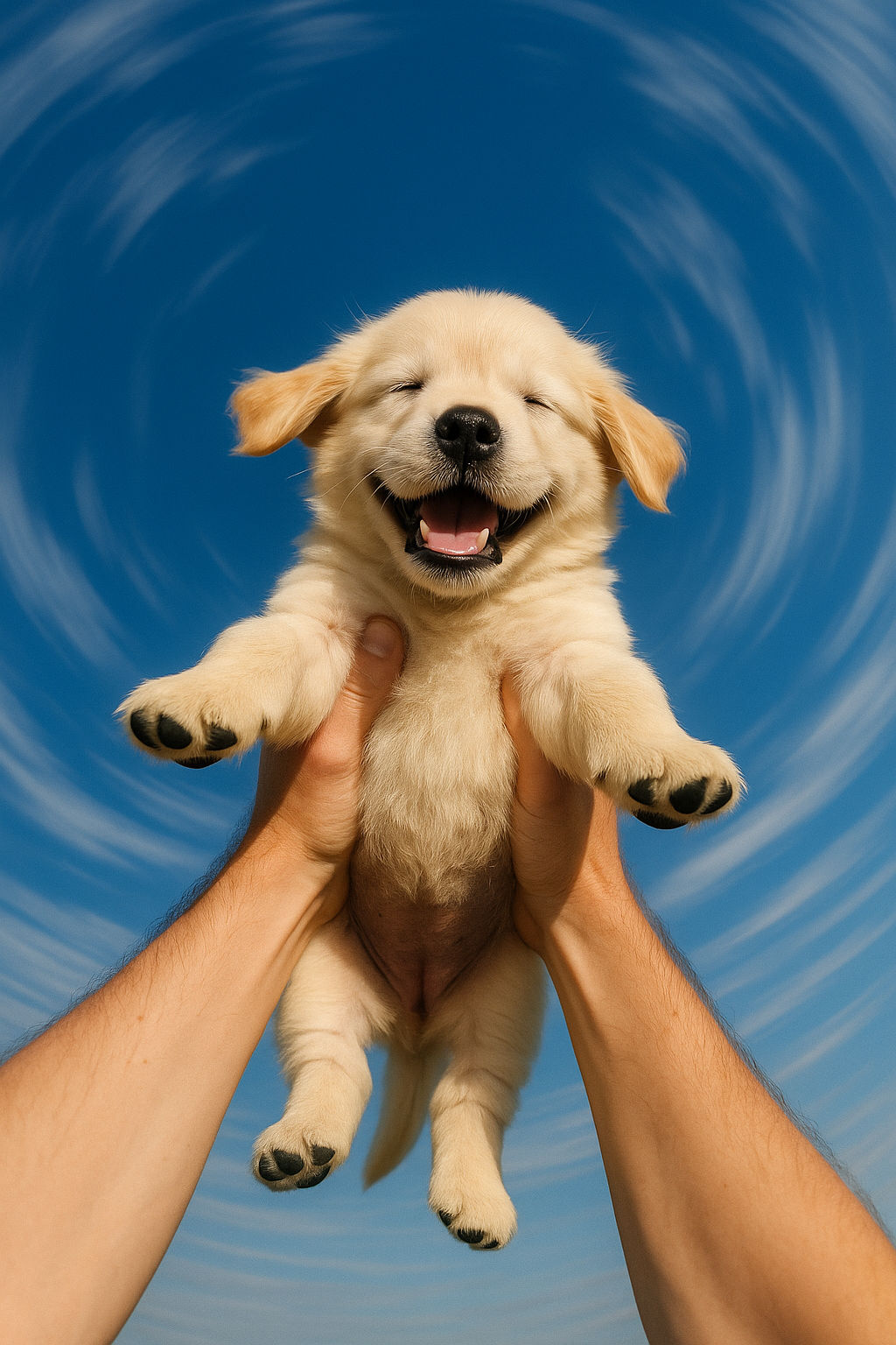 Puppy in the sky up so high