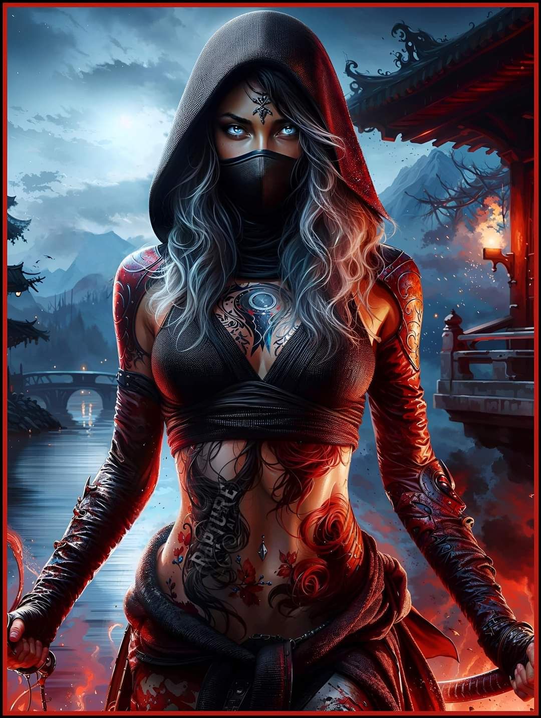 femme fatale ninja assassin tatouée