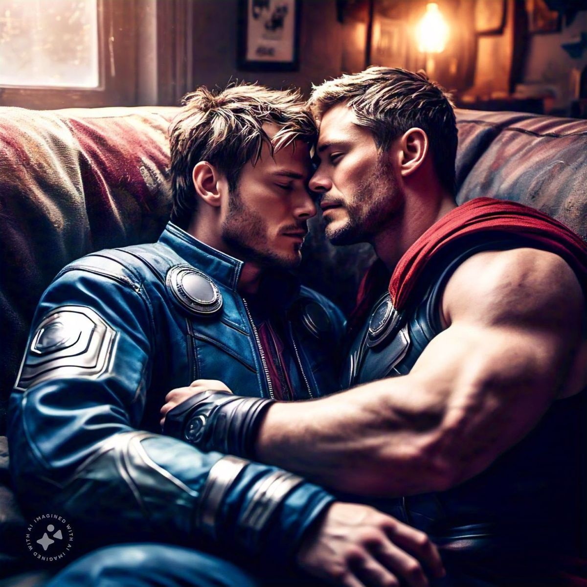 <lora:Epic Sci Fi Flux:1.0> <lora:Earth and mystic:1.0> <lora:Murraypunk Flux:1.0> <lora:Double Photoreal v2:1.0> Two men, closely embracing...