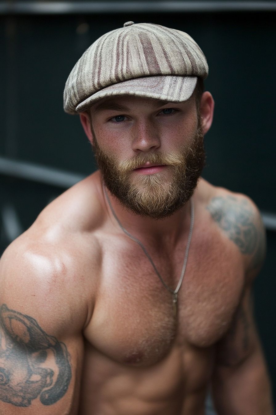 <lora:Epic Sci Fi Flux:1.0> <lora:Earth and mystic:1.0> <lora:Murraypunk Flux:1.0> <lora:Double Photoreal v2:1.0> A muscular, fair-skinned m...