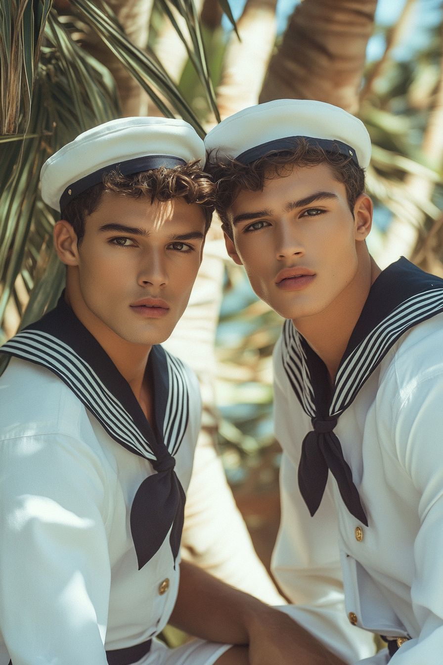 <lora:Murraypunk Flux:1.0> <lora:Double Photoreal v2:1.0> <lora:DreamweaverFlux:1.0> <lora:SuperHyperrealismFlx:1.0> Two strikingly handsome...