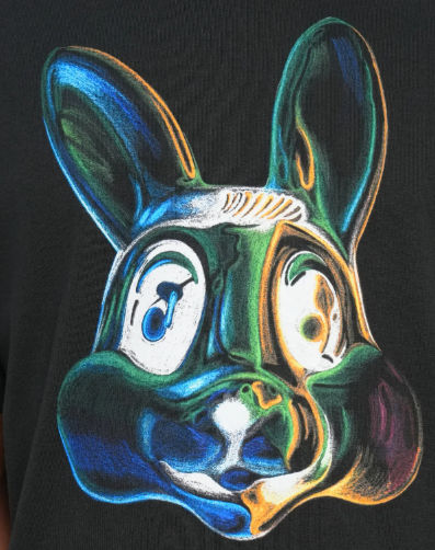 An airbrushed psychedelic streetwear illustration of a monkey’s face, in the same style as a neon holographic fashion graphic. Cartoonish pr...