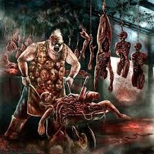 Devil Enemy of the Dark Age, dismal creation, demonic, evil, fire, black and white, body in a wheelbarrow, bodies laying all around the grou...