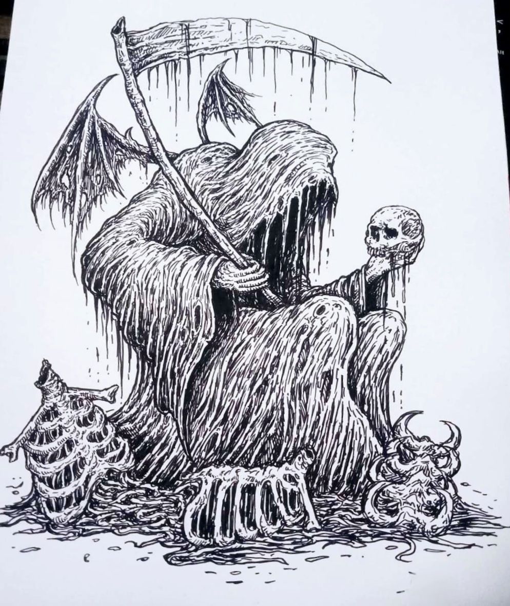 Devil Enemy of the Dark Age, decomposed, dismal Creation, demonic, evil, black and white, in hell