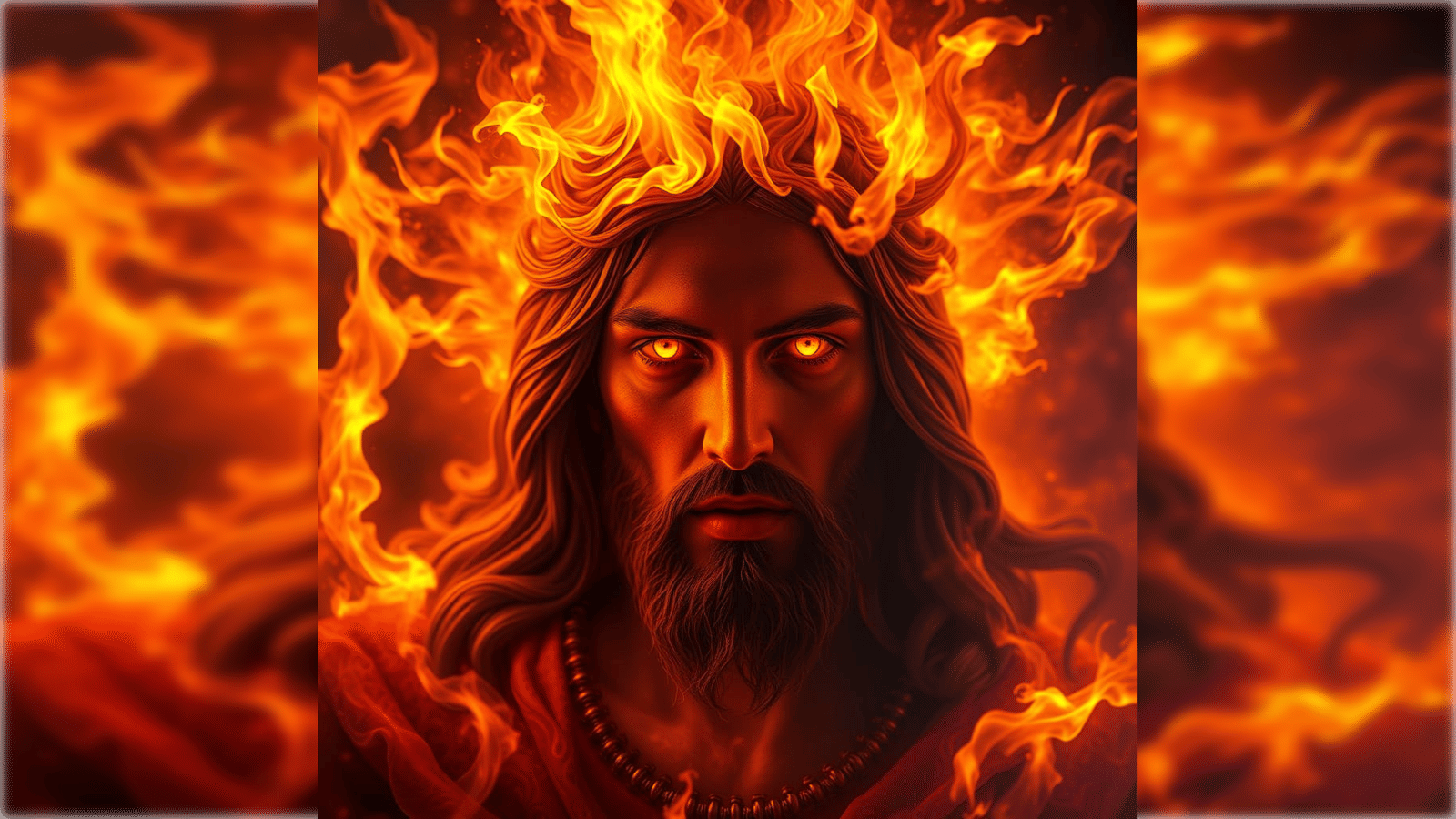 Our LORD Jesus Christ Is A Consuming Fire With Eyes Burning Like Fire detailed matte painting, deep color, fantastical, ...