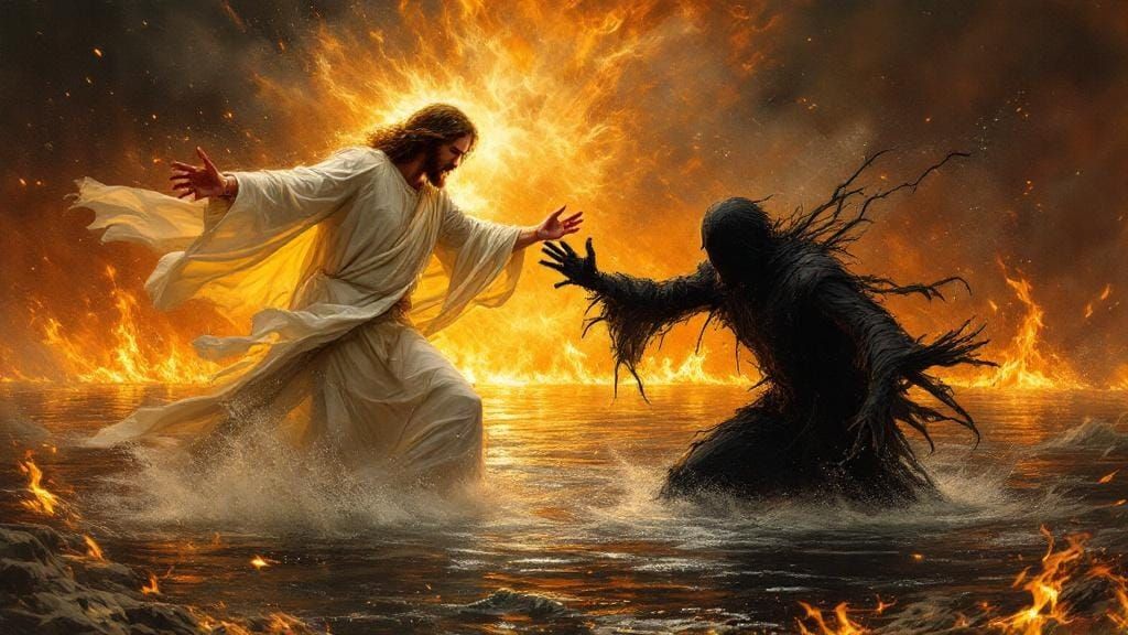 Jesus Christ Throws The Antichrist  Into The Lake Of Fire